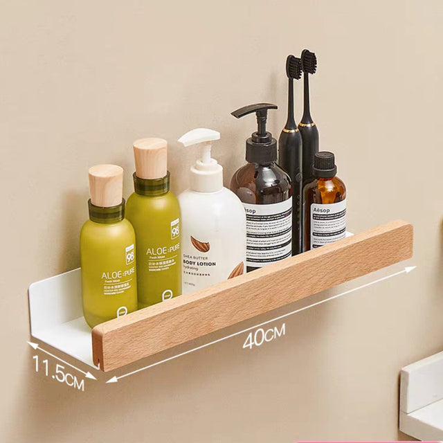 Solid Wood Bathroom Bathroom Non-perforated Shelves